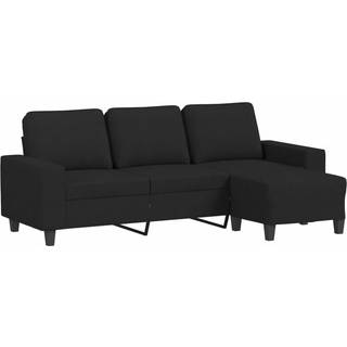 3-Personers Sofa Med Fodskammel 180 Cm Stof - Sort