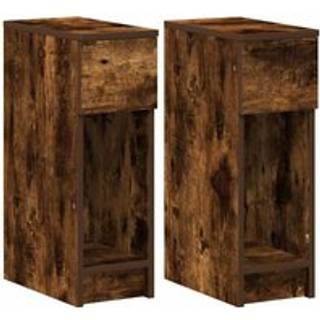 sengeborde med skuffe 2 stk. 20x36x60 cm røget egetræsfarve