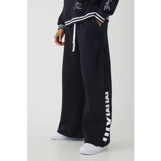 Mens Black Extreme Wide Leg Pleated Gusset Jogger