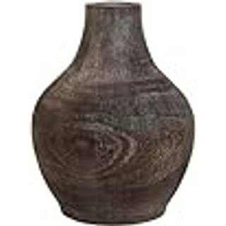 Vase Home ESPRIT Mørkegrå Paulonia træ Kolonistil Ældet overflade 16 x 16 x 24 cm