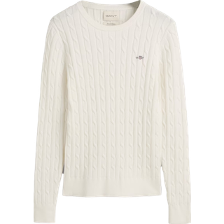 GANT Dame Crewneck sweater af strækbomuld med kabelstrik (S)