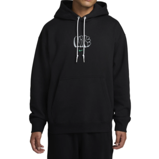 Nike Solo Swoosh-hættetrøje i fleece til mænd - sort - XS