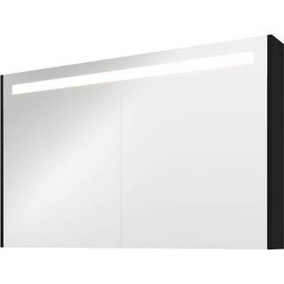Sanibell Proline spejlskab med LED belysning og matsort sidepaneler 120x74cm