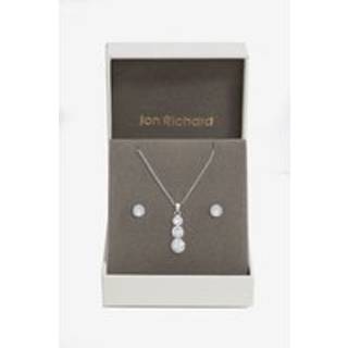 Jon Richard Jon Richard Silver Cubic Zirconia Bezel Stick Pendant And Earrings - Gift Box