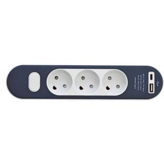 3-stikdåse med usb a+c m/j 1,4m ledning