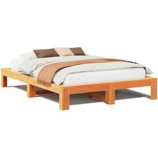 sengeramme uden madras 160x200 cm massivt fyrretræ gyldenbrun