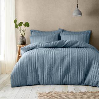 Pineapple Elephant Pineapple Elephant Chambray Blue Tamba Jersey Stripe Quilted Duvet Cover Set