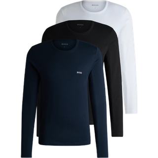 BOSS 3pak langærmet t-shirts med økologisk bomuld i multifarvet til herre