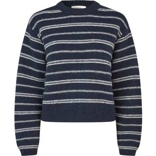 Modström LineusMD stripe o-neck - Navy sky soft white stripe - M - Strik