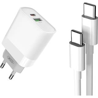 XO Væglader PD QC3.0 18W 1xUSB 1xUSB Type-C med USB Type-C kabel