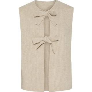 PIECES PIECES Cream Tie Front Bow Knitted Sleeveless Vest