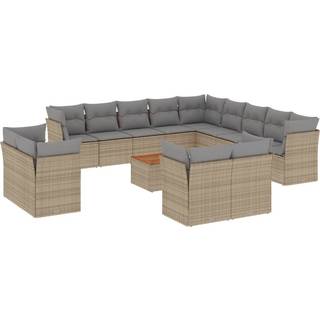 sofasæt til haven 14 dele med hynder polyrattan beige