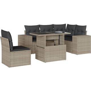 Sofasæt Til Haven 6 Dele Med Hynder Polyrattan - Lysegrå