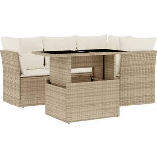 sofasæt til haven 5 dele med hynder polyrattan beige