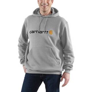 CARHARTT Hættetrøje Signature Logo Hooded Sweatshirt Heather Grey - L
