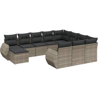 Sofasæt Til Haven 11 Dele Med Hynder Polyrattan - Grå / 6x midterdel bord 2x hjørnedel