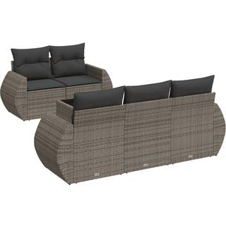 Sofasæt Til Haven 6 Dele Med Hynder Polyrattan - Grå