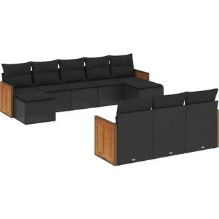 Sofasæt Til Haven 10 Dele Med Hynder Polyrattan Beige - Sort / Uden bord