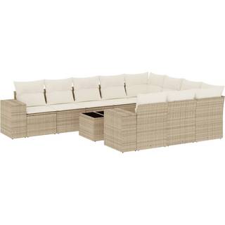 Sofasæt Til Haven 10 Dele Med Hynder Polyrattan - beige og cremefarvet / Uden bord
