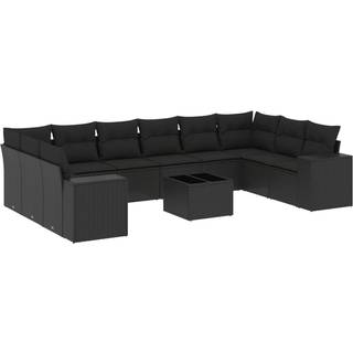 Sofasæt Til Haven 11 Dele Med Hynder Polyrattan - Sort / Med bord