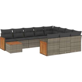 Sofasæt Til Haven 11 Dele Med Hynder Polyrattan Beige - grå og mørkegrå