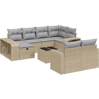 Sofasæt Til Haven 10 Dele Med Hynder Polyrattan Sort - 11 / beige og grå / uden opbevaring