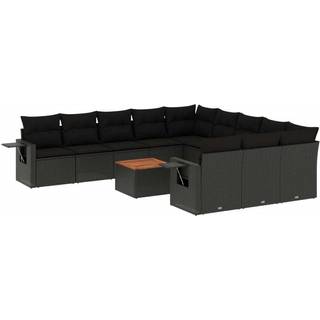 Sofasæt Til Haven 12 Dele Med Hynder Polyrattan - Sort