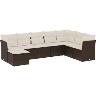 Sofasæt Til Haven 9 Dele Med Hynder Polyrattan Beige - Brun og cremefarvet / Uden bord