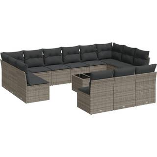 Sofasæt Til Haven 13 Dele Med Hynder Polyrattan Beige - Grå / Med bord