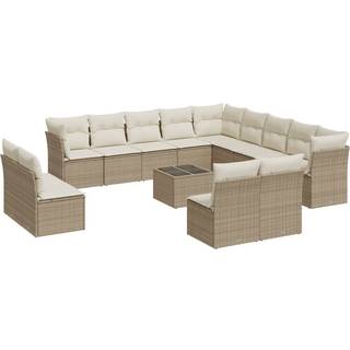 Sofasæt Til Haven 13 Dele Med Hynder Polyrattan - beige og cremefarvet / Med bord