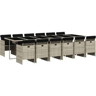 Spisebordssæt Til Haven 5 Dele Med Hynder Polyrattan - 12 / Lysegrå / Glas