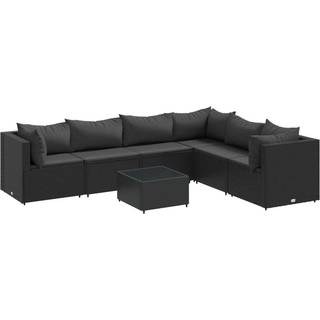 Loungesæt Til Haven 6 Dele Med Hynder Polyrattan Brun - Sort / 3x hjørnedel   3x midterdel   bord