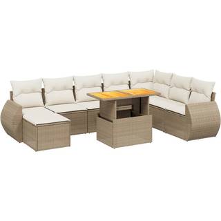 Sofasæt Til Haven 9 Dele Med Hynder Polyrattan - beige og cremefarvet / uden opbevaring