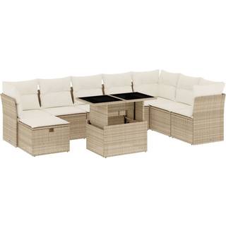 Sofasæt Til Haven 9 Dele Med Hynder Polyrattan - beige og cremefarvet / uden opbevaring