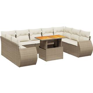 Sofasæt Til Haven 10 Dele Med Hynder Polyrattan - Beige / 5x midterdel 4x hjørnedel bord