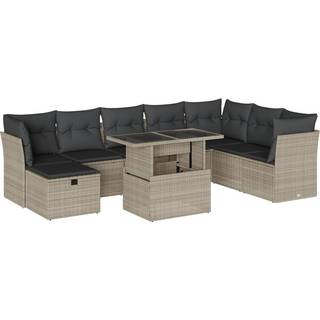 Sofasæt Til Haven 9 Dele Med Hynder Polyrattan - Lysegrå / uden opbevaring