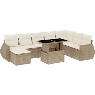 Sofasæt Til Haven 9 Dele Med Hynder Polyrattan - beige og cremefarvet / uden opbevaring