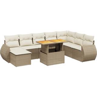 Sofasæt Til Haven 9 Dele Med Hynder Polyrattan - beige og cremefarvet / uden opbevaring