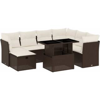 Sofasæt Til Haven 8 Dele Med Hynder Polyrattan - Brun og cremefarvet
