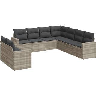 Sofasæt Til Haven 9 Dele Med Hynder Polyrattan - Lysegrå / Uden bord