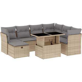 Sofasæt Til Haven 8 Dele Med Hynder Polyrattan - beige og grå