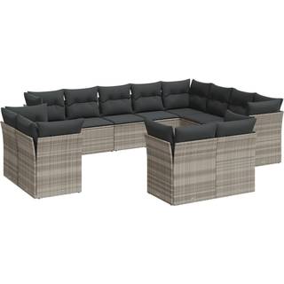 Sofasæt Til Haven 12 Dele Med Hynder Polyrattan - Lysegrå / Uden bord