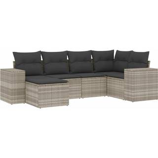 Sofasæt Til Haven 7 Dele Med Hynder Polyrattan Beige - Lysegrå / Med bord