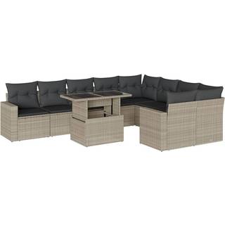 Sofasæt Til Haven 10 Dele Med Hynder Polyrattan - Lysegrå