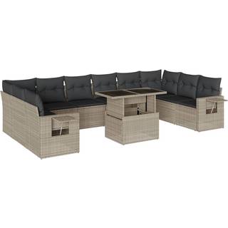 Sofasæt Til Haven 11 Dele Med Hynder Polyrattan - Lysegrå