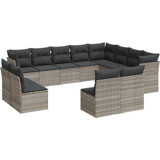 Sofasæt Til Haven 13 Dele Med Hynder Polyrattan Beige - Lysegrå / Uden bord