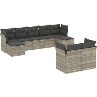 Sofasæt Til Haven 9 Dele Med Hynder Polyrattan - Lysegrå / Uden bord