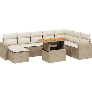 Sofasæt Til Haven 9 Dele Med Hynder Polyrattan - beige og cremefarvet / uden opbevaring