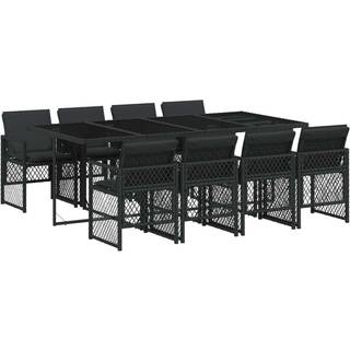 Spisebordssæt Til Haven 9 Dele Med Hynder Polyrattan - 8 / Sort / Glas