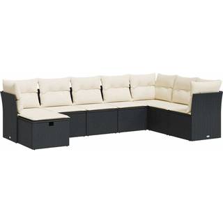 Sofasæt Til Haven 9 Dele Med Hynder Polyrattan Beige - Sort og cremefarvet / med opbevaring